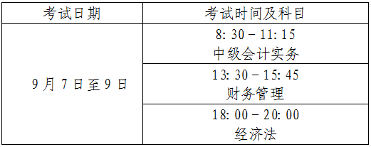 北京2024年中级会计师考试时间9月7日-9日